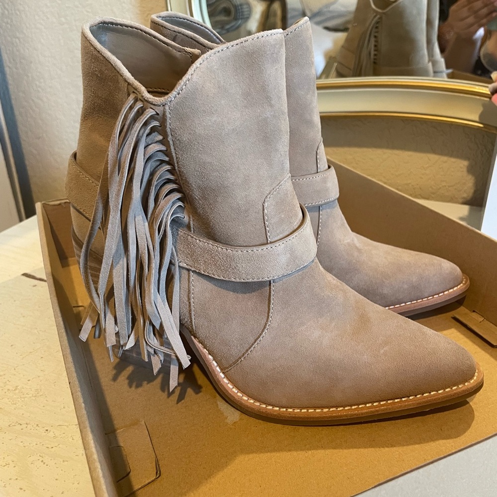 Fringe ankle booties